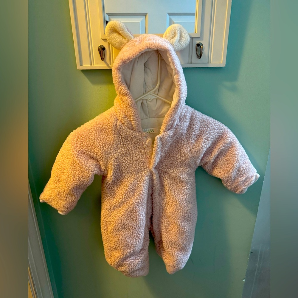 Light Pink Sherpa Baby Snow Bibs ❄️